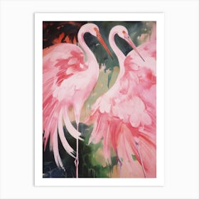 Pink Ethereal Bird Painting Flamingo Art Print