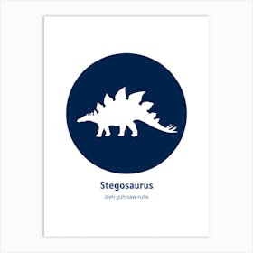 Dinosaur Stegosaurus Blue Nursery Art Print