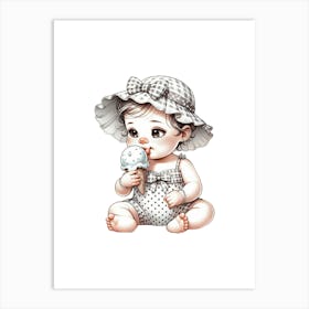 Little Girl Eating Ice Cream Art Print