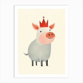 Little Pig 3 Wearing A Crown Art Print