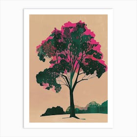Sycamore Tree Colourful Illustration 3 Art Print