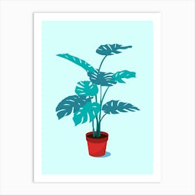 Plant Foliage Monstera Leaves Nature Houseplant Cartoon Art Print