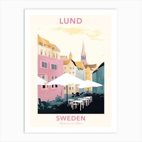 Lund, Sweden, Flat Pastels Tones Illustration 3 Poster Art Print