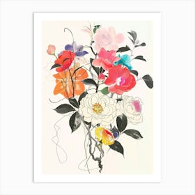 Camellia 2 Collage Flower Bouquet Art Print