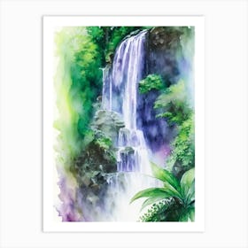 Nauyaca Waterfalls, Costa Rica Water Colour  (3) Art Print