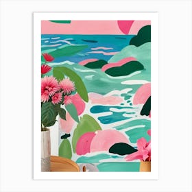 Pink Seascape Wall Art Art Print