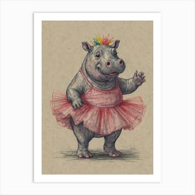 Hippo Ballerina Art Print