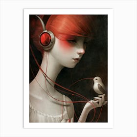 Girl With Headphones 41 Art Print