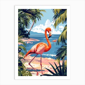 Greater Flamingo Southern Europe Spain Tropical Illustration 5 Art Print