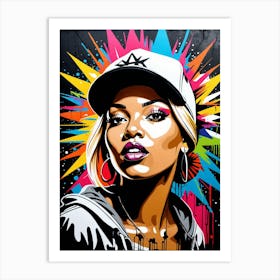 Graffiti Mural Of Beautiful Hip Hop Girl 84 Art Print