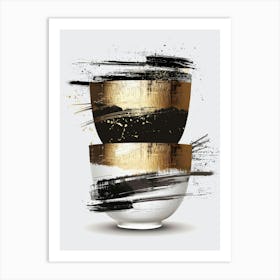 Gold And Black Bowls Art Print