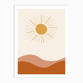 Boho Sun Wall Art Print Orange Pink Abastract Flat Scandi Design A Art Print