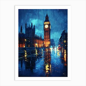 Fantasy Rainy Night In London 13 Art Print