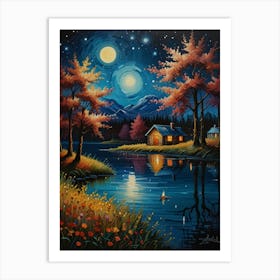 Night By The Lake 5 Art Print