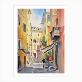 Genoa, Italy Watercolour Streets 2 Art Print