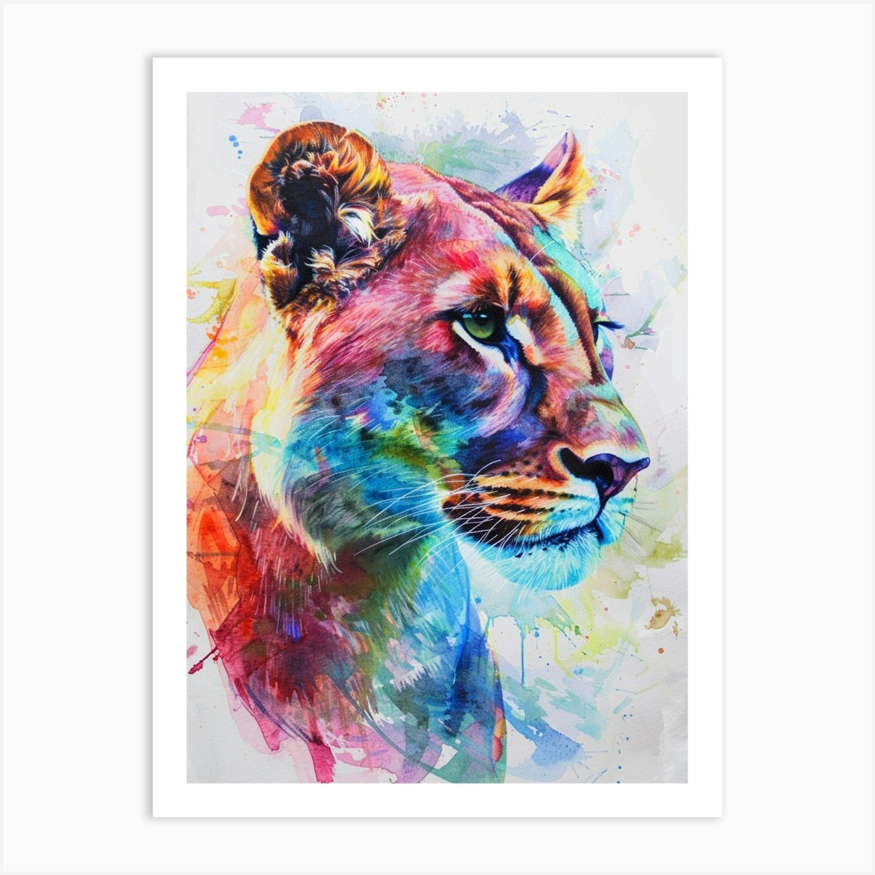 Watercolor Mountain Lion Artsy Watercolour Cougar Painting Watercolor Mountain Lion Artsy Watercolour Cougar Painting