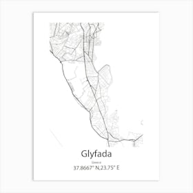 Glyfada,Greece Minimalist Map Art Print