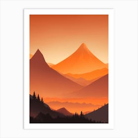 Misty Mountains Vertical Composition In Orange Tone 129 Art Print