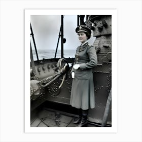 Woman In Uniform On A Ship Art Print