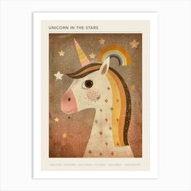 Unicorn & Stars Muted Pastels 4 Poster Art Print