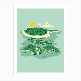 Island In The Sea green Art Print