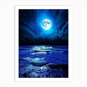 Abstract Dream Astronomy Landscape Celestial Ocean Cloud Halloween Light Moon Full Moon W (38) Art Print