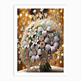 Tulips In Bloom Art Print Bridal Bouquet With Diamonds Art Print