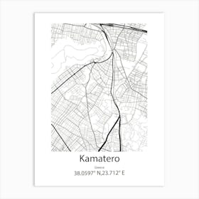 Kamatero,Greece Minimalist Map Art Print