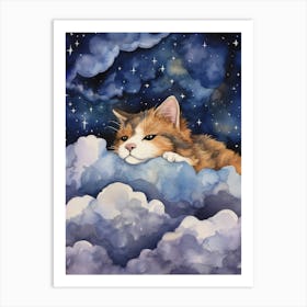 Baby Mountain Lion Sleeping In The Clouds Art Print