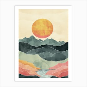 Sunset In The Mountains 20 Art Print