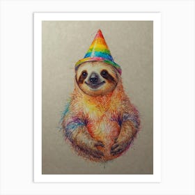 Birthday Sloth 2 Art Print