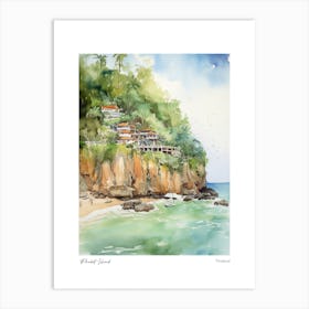 Phuket Island 1 Watercolour Travel Poster Art Print