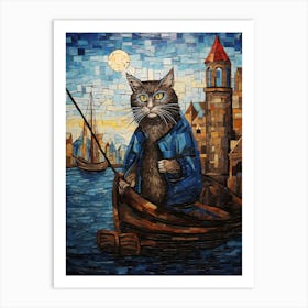 Cat On A Boat As A Medieval Sailor Art Print