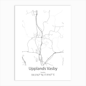 Upplands Vasby,Sweden Minimalist Map Art Print