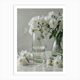 White Flowers In A Vase 4 Art Print