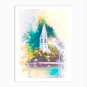 Saint Lucia Watercolour Pastel Tropical Destination Art Print