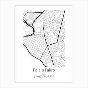 Palaio Faliro,Greece Minimalist Map Art Print