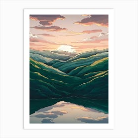 Landscape With Mountains And Lake 1 Art Print