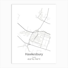 Hawkesbury,Canada Minimalist Map Art Print