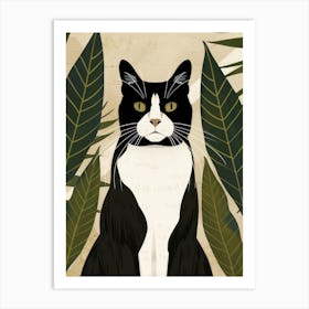 Black And White Cat 4 Art Print