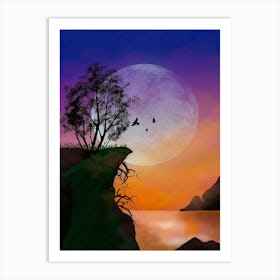 Sunset Over The Cliff Art Print