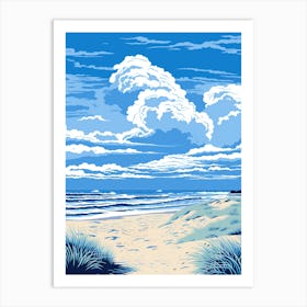 A Screen Print Of Formby Beach Merseyside 3 Art Print