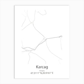 Karcag,Hungary Minimalist Map Art Print