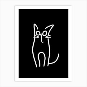 Black And White Cat Line Drawing 2 Art Print