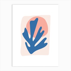 Matisse Inspired, Blue And Blush Pink Leaf Cutout Art Print