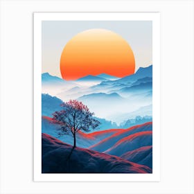 Sunset On A Hill Art Print