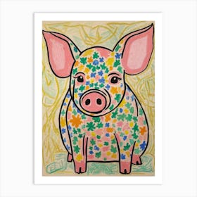 Pig With Flowers Style unemployment Art Print