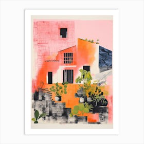 A House In Mallorca, Abstract Risograph Style 2 Art Print