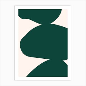 Abstract Bauhaus Shapes 2 Dark Green Art Print