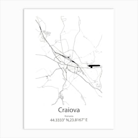 Craiova,Romania Minimalist Map Art Print